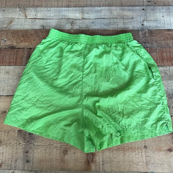 Vintage 90's Athletech neon Green Nylon Shorts With Elastic Waist women's large - Picture 8 of 9
